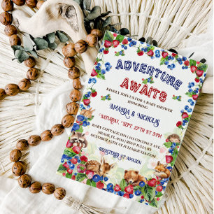Adventure Begin Woodland Animals Baby Shower  Invitation