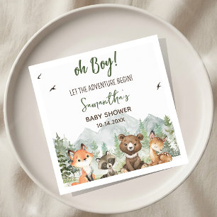 Adventure Begin Woodland Animals Baby Shower Napkin