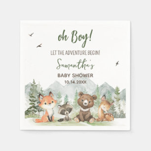Adventure Begin Woodland Animals Baby Shower Napkin