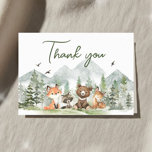 Adventure Begin Woodland Animals Baby Shower Thank You Card (Adventure Begin Woodland Animals Baby Shower Thank You Card)