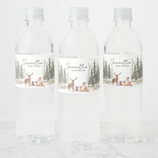Adventure Begin Woodland Animals Baby Shower Water Bottle Label (Bottles)