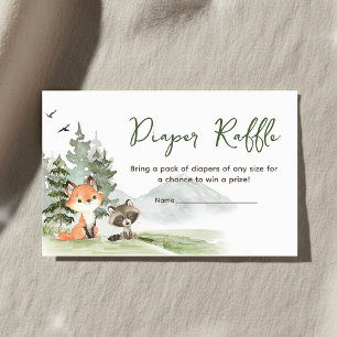 Adventure Begin Woodland Animals Diaper Raffle Enclosure Card