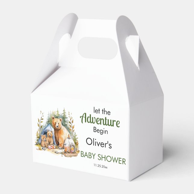 Adventure Begin Woodland Baby Shower Favour Box (Front Side)