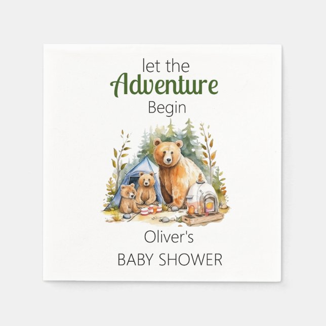 Adventure Begin Woodland Baby Shower  Napkin (Front)