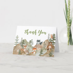 Adventure Begin Woodland Mountain Baby Shower Thank You Card
