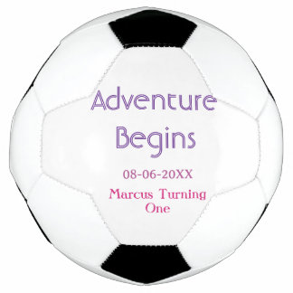 Adventure begins 1st birthday name date simple min football