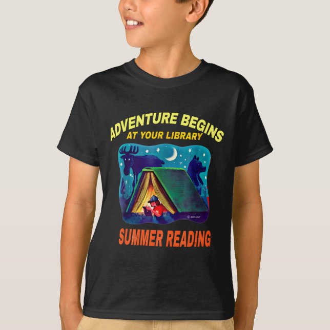 Adventure Begins At Library Summer Reading Program T-Shirt (Front)