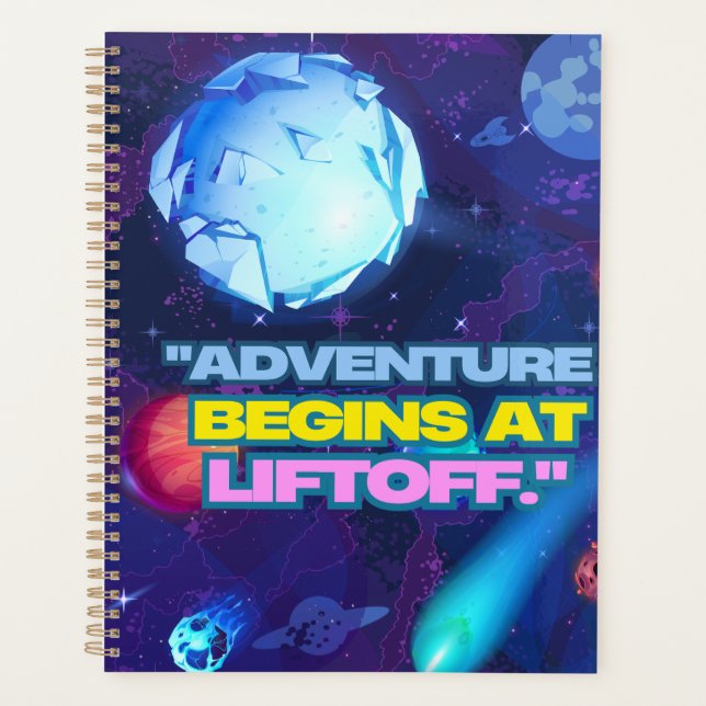 Adventure begins at liftoff insulated tumbler planner (Front)