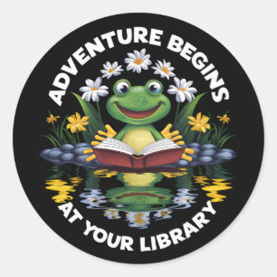 Adventure Begins At Your Library Reading 2024 Classic Round Sticker