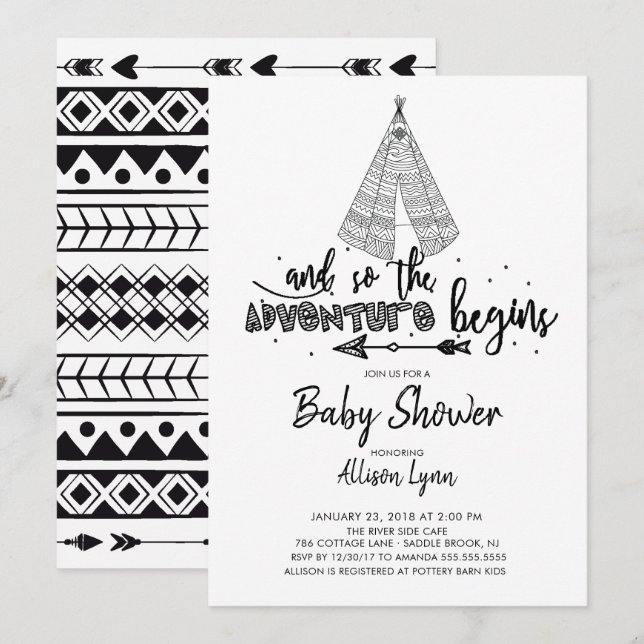 Adventure Begins Baby Shower Invitation (Front/Back)