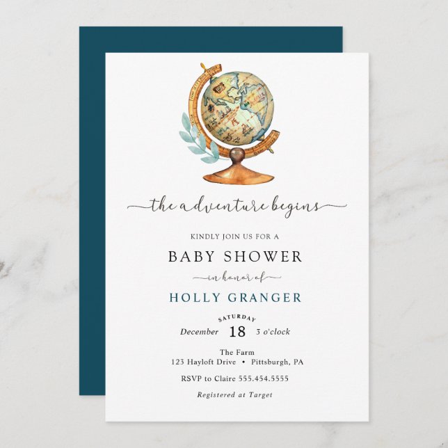 Adventure Begins Baby Shower Invitation (Front/Back)