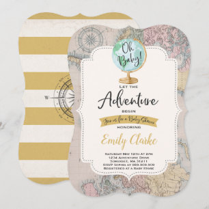 Adventure Begins Baby Shower Invitation Map Shower