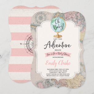 Adventure Begins Baby Shower Invitation Map Shower