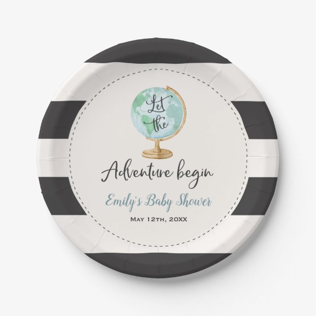 Adventure Begins Baby Shower Paper Plate 7" (Front)