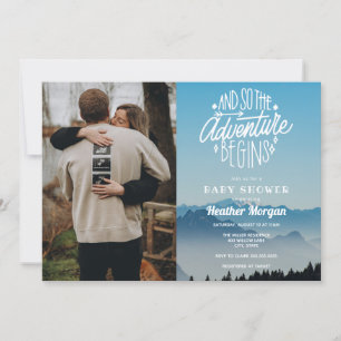 Adventure Begins Baby Shower Photo Invitation