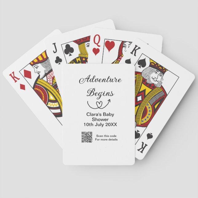 Adventure begins baby shower scan QR code heart si Playing Cards (Back)