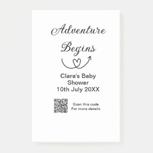 Adventure begins baby shower scan QR code heart si Post-it Notes