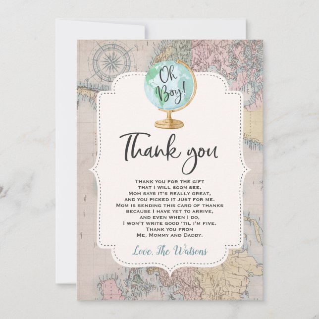 Adventure Begins Baby Shower Thank You Card (Front)