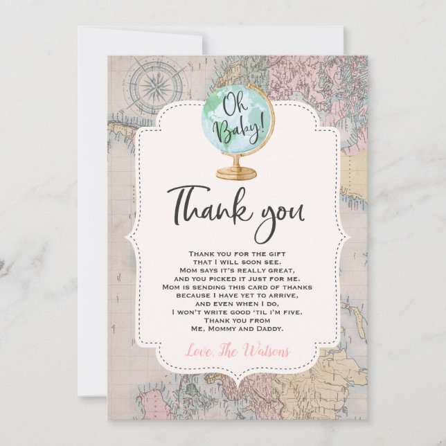 Adventure Begins Baby Shower Thank You Card (Front)