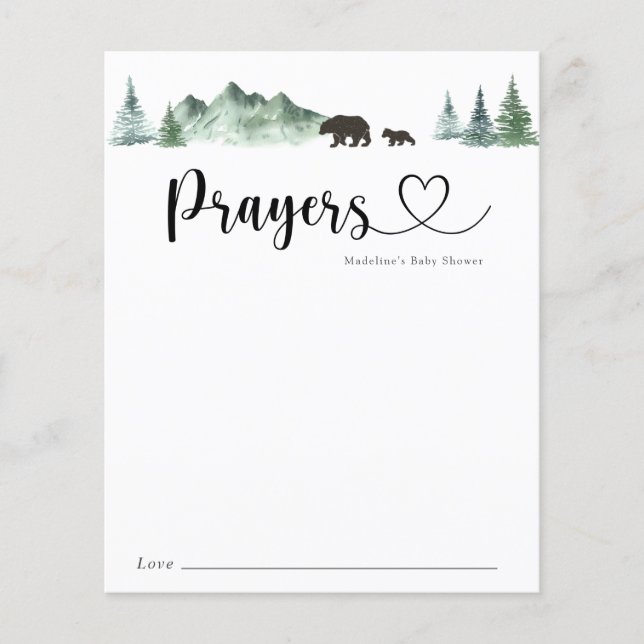 Adventure Begins Bear Baby Prayers Card (Front)