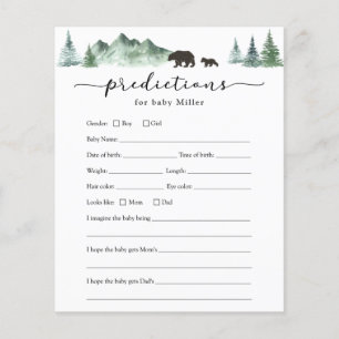 Adventure Begins Bear Baby Predictions Card