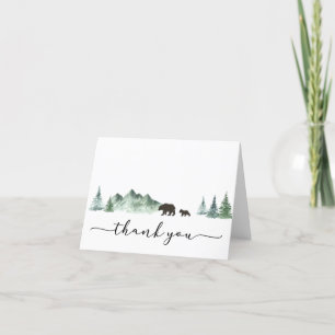 Adventure Begins Bear Baby Shower Thank You Card