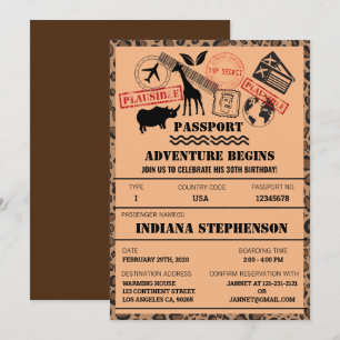 Adventure Begins Birthday Safari World Destination Invitation
