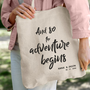 Adventure Begins Bride And Groom Wedding Favour Tote Bag