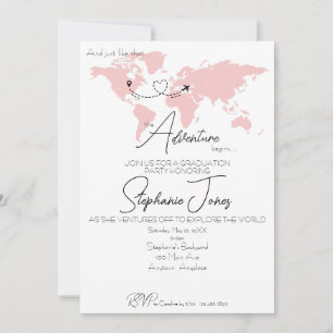 Adventure Begins College Graduation Party Invitation
