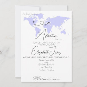 Adventure Begins College Graduation Party Invitation
