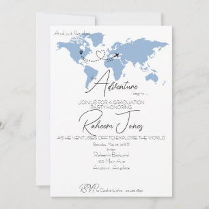 Adventure Begins College Graduation Party Invitation