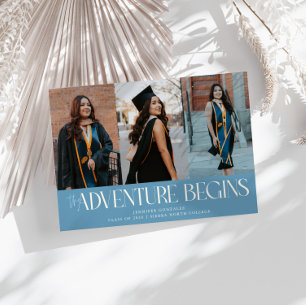 Adventure Begins Denim Blue Grad Multi Photo Announcement