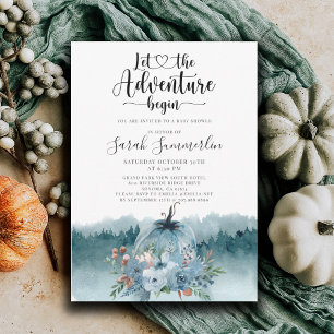 Adventure Begins Dusty Blue Baby Shower  Invitation