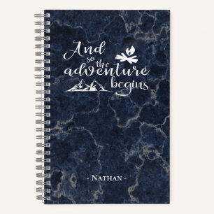 Adventure Begins Elegant Travel Quote Personalised Notebook