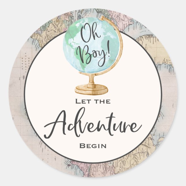 Adventure Begins Favour Tag Sticker Seal (Front)