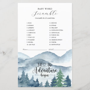 Adventure Begins Forest Baby Shower Game