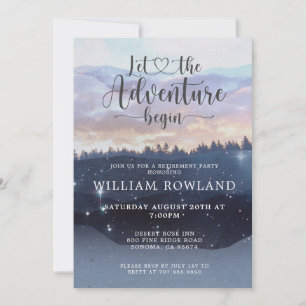 Adventure Begins Forest Theme Retirement Party Invitation