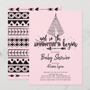 Adventure Begins Girls Baby Shower Invitation