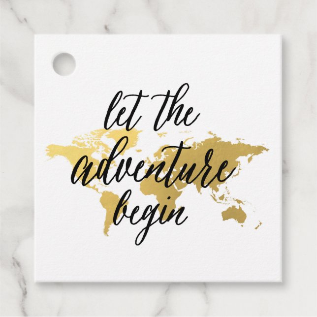 Adventure begins graduation favour tags (Front)