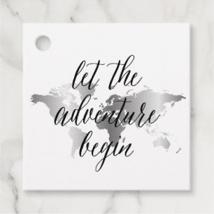 Adventure begins graduation silver favour tags