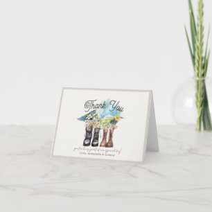 Adventure Begins Hiking Boots Couples Shower Thank You Card