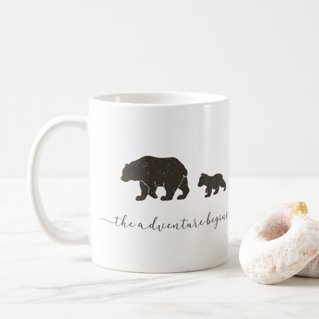 Adventure Begins Mama and Baby Bear Coffee Mug (With Donut)
