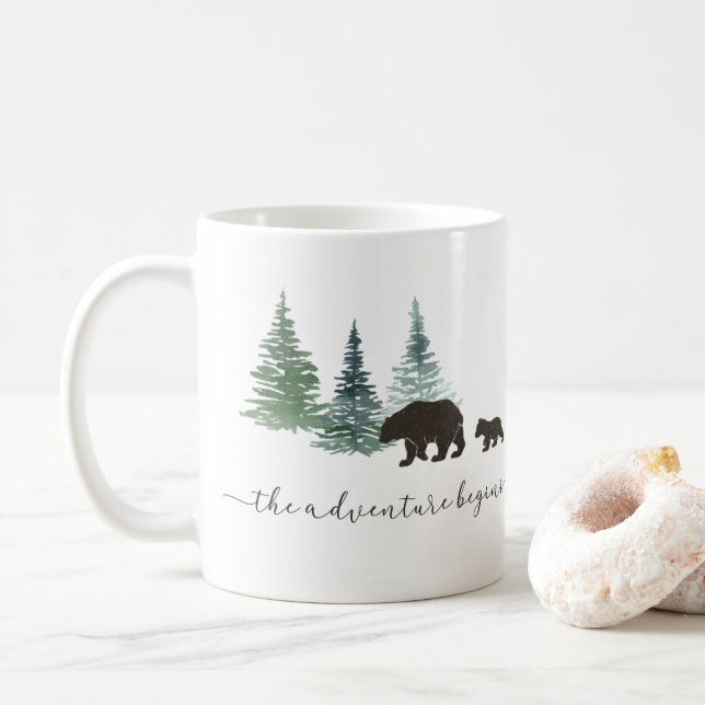Adventure Begins Mama and Baby Bear Coffee Mug (With Donut)