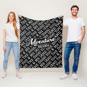 "Adventure Begins" Personalize With Your Text  Fleece Blanket