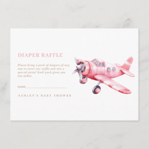 Adventure Begins Pink Aeroplane Girl Baby Shower Enclosure Card