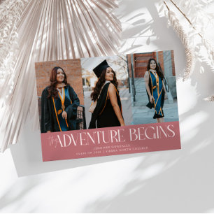 Adventure Begins Pink Grad Multi Photo Announcement