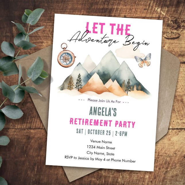 Adventure Begins Retirement Party Invitation (Creator Uploaded)