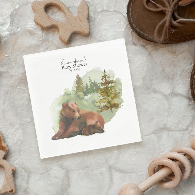 Adventure Begins Rustic Bears Baby Shower Napkin (Creator Uploaded)