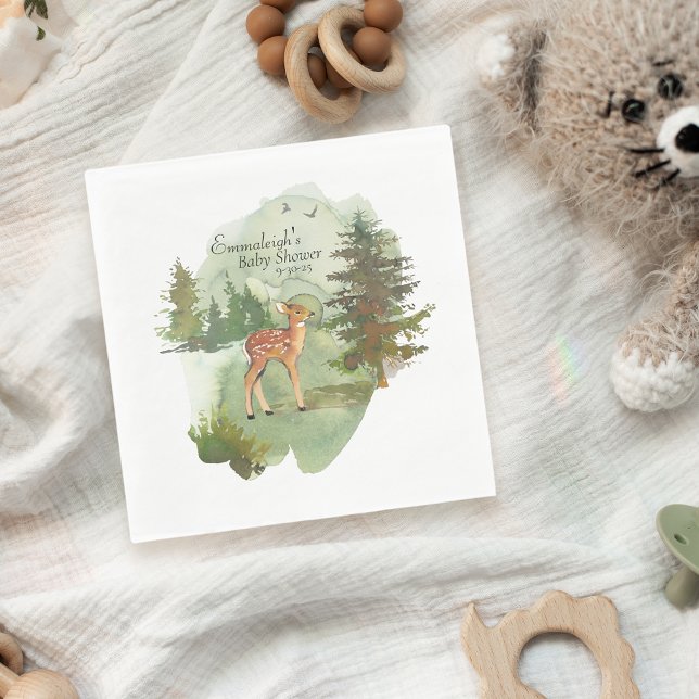 Adventure Begins Rustic Deer Baby Shower Napkin (Creator Uploaded)