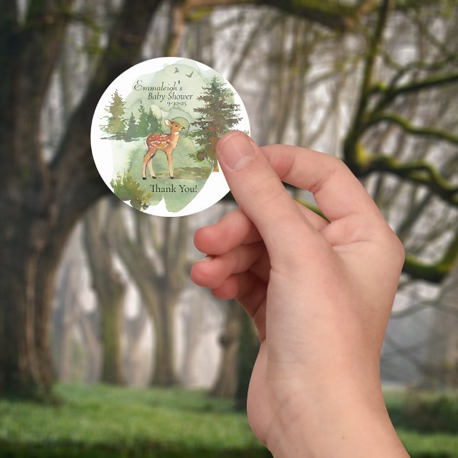 Adventure Begins Rustic Deer Thank You Classic Round Sticker (Creator Uploaded)